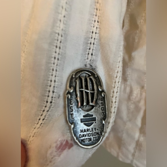 Vintage Harley Davidson Women’s Embroidered Snap Button Blouse Size medium?Cream - Picture 5 of 9